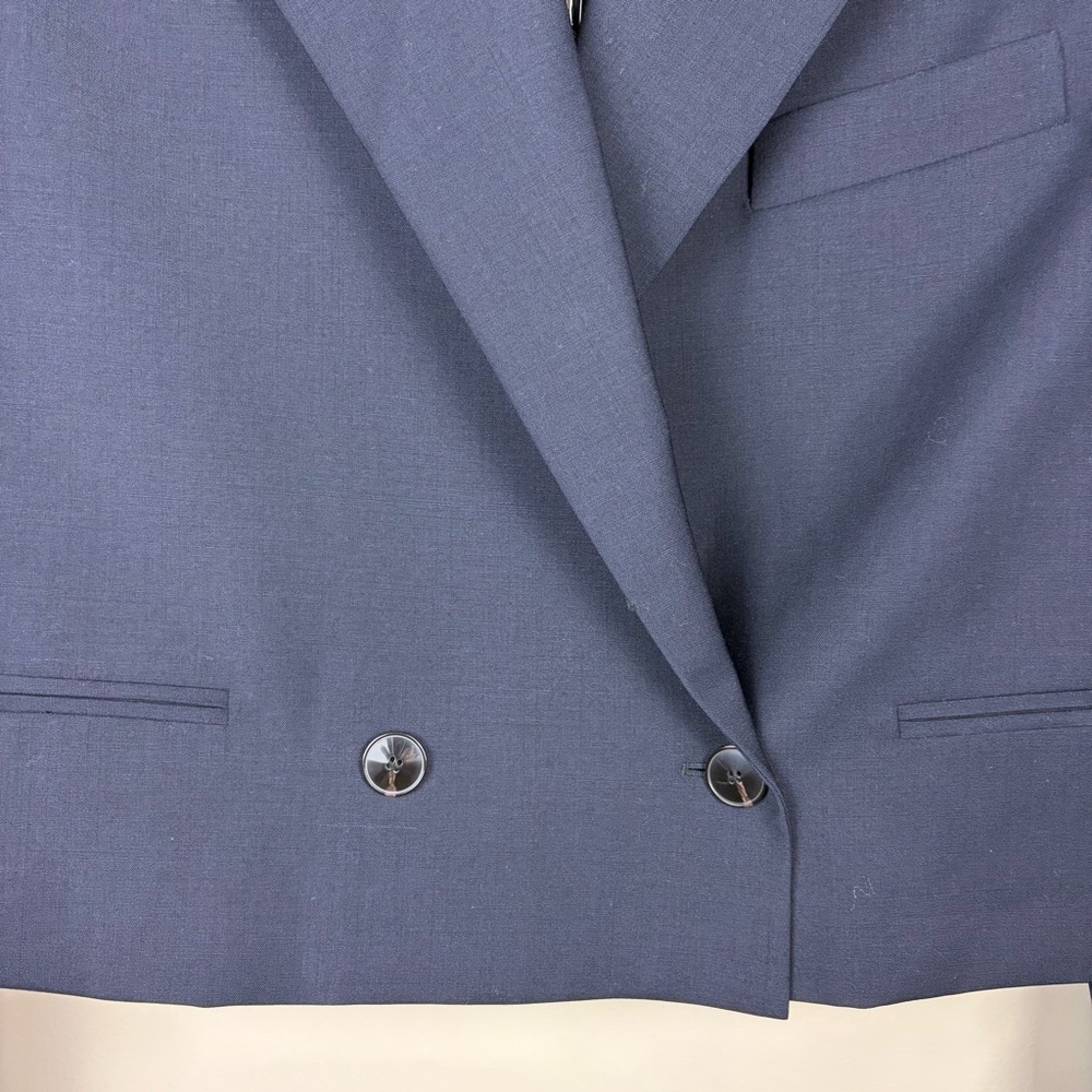 Mango Navy Double-Breasted Cropped Blazer - Picture 3 of 8